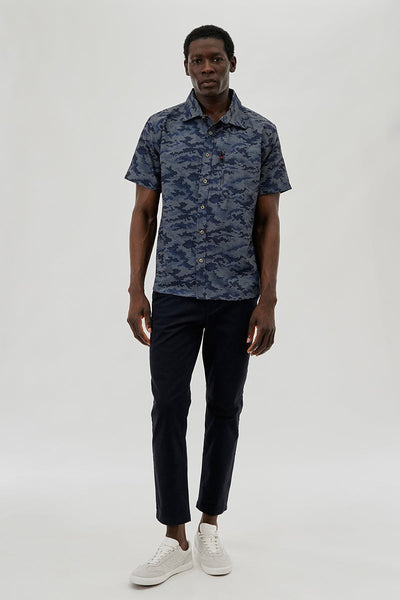 Canada Weather Gear Digi Camo Print Button Up Casual Shirt - Navy - Mens Casual Shirts - International Clothiers