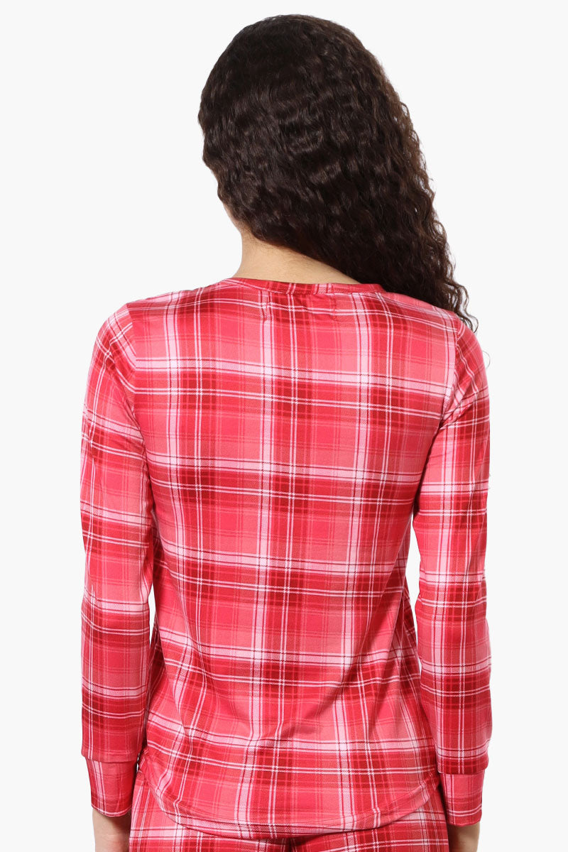 Canada Weather Gear Plaid Henley Pajama Top - Red - Womens Pajamas - Canada Weather Gear