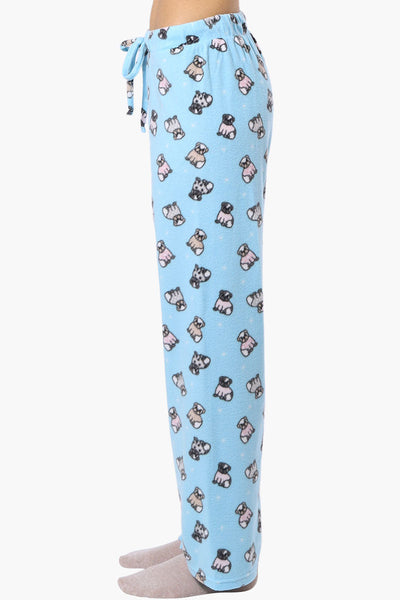 Canada Weather Gear Pug Pattern Wide Leg Pajama Bottoms - Blue - Womens Pajamas - Canada Weather Gear