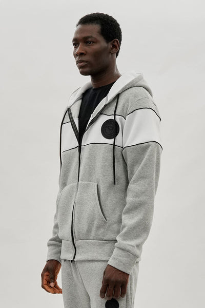 Super Triple Goose Colour Block Zip Up Hoodie - Grey