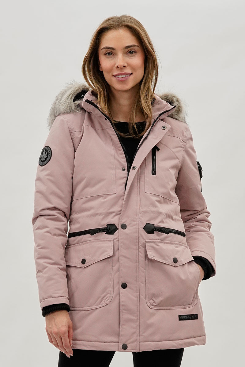 Canada Weather Gear Faux Fur Lined Parka Jacket - Pink
