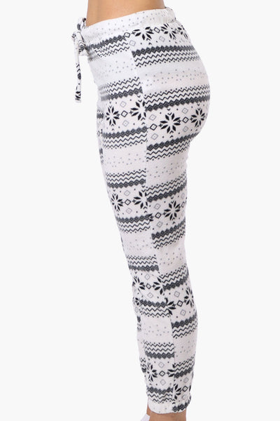 Canada Weather Gear Festive Pattern Fleece Pajama Bottoms - White - Womens Pajamas - Canada Weather Gear