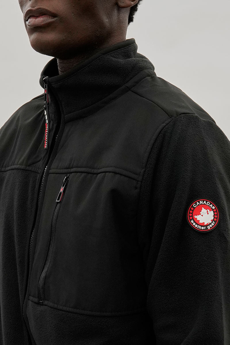 Canada Weather Gear Colour Block Fleece Lightweight Jacket - Black - Mens Lightweight Jackets - International Clothiers