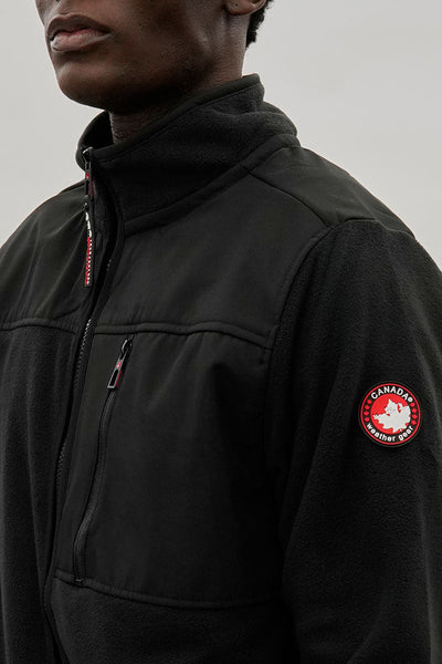 Canada Weather Gear Colour Block Fleece Lightweight Jacket - Black - Mens Lightweight Jackets - International Clothiers