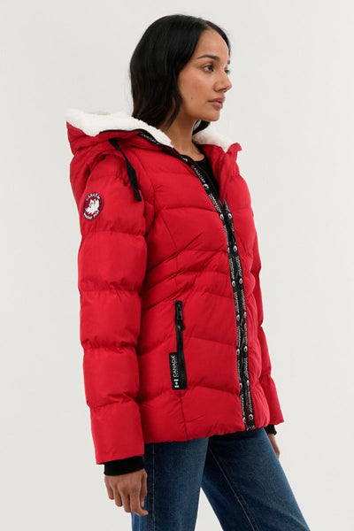 Canada Weather Gear Zip Off Sleeve Bomber Jacket - Red - Womens Bomber Jackets - Canada Weather Gear