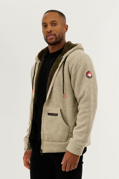 Canada Weather Gear Sherpa Lined Lightweight Jacket - Beige - Mens Lightweight Jackets - Canada Weather Gear