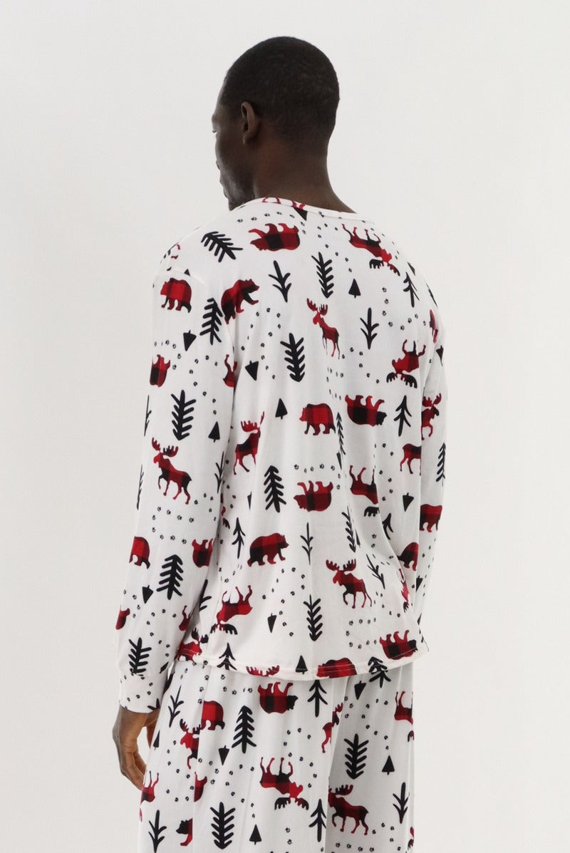 Canada Weather Gear Long Sleeve Holiday Pajama Top - White - Mens Pajamas - Canada Weather Gear