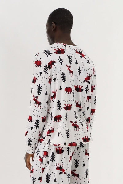 Canada Weather Gear Long Sleeve Holiday Pajama Top - White - Mens Pajamas - Canada Weather Gear