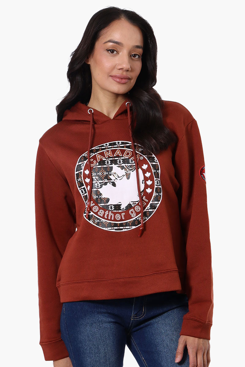 Canada Weather Gear Chest Logo Hoodie - Rust - Womens Hoodies & Sweatshirts - Canada Weather Gear