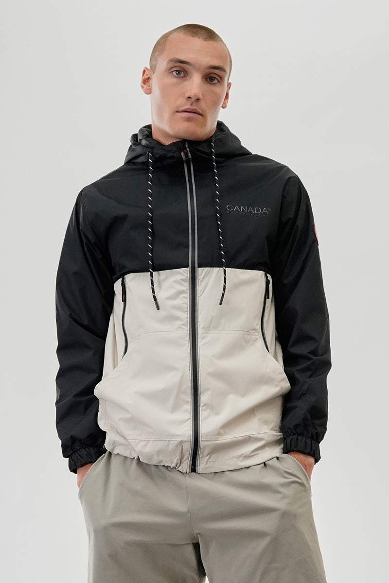 Canada Weather Gear Hooded Colour Block Lightweight Jacket - Black - Mens Lightweight Jackets - Canada Weather Gear