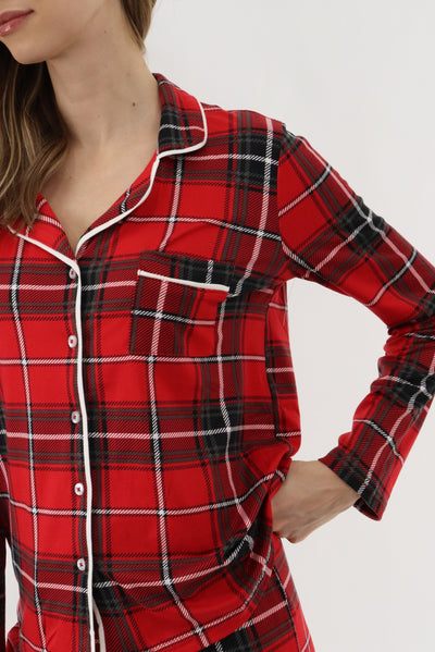 Canada Weather Gear Long Sleeve Button Up Pajama Top - Red - Womens Pajamas - Canada Weather Gear