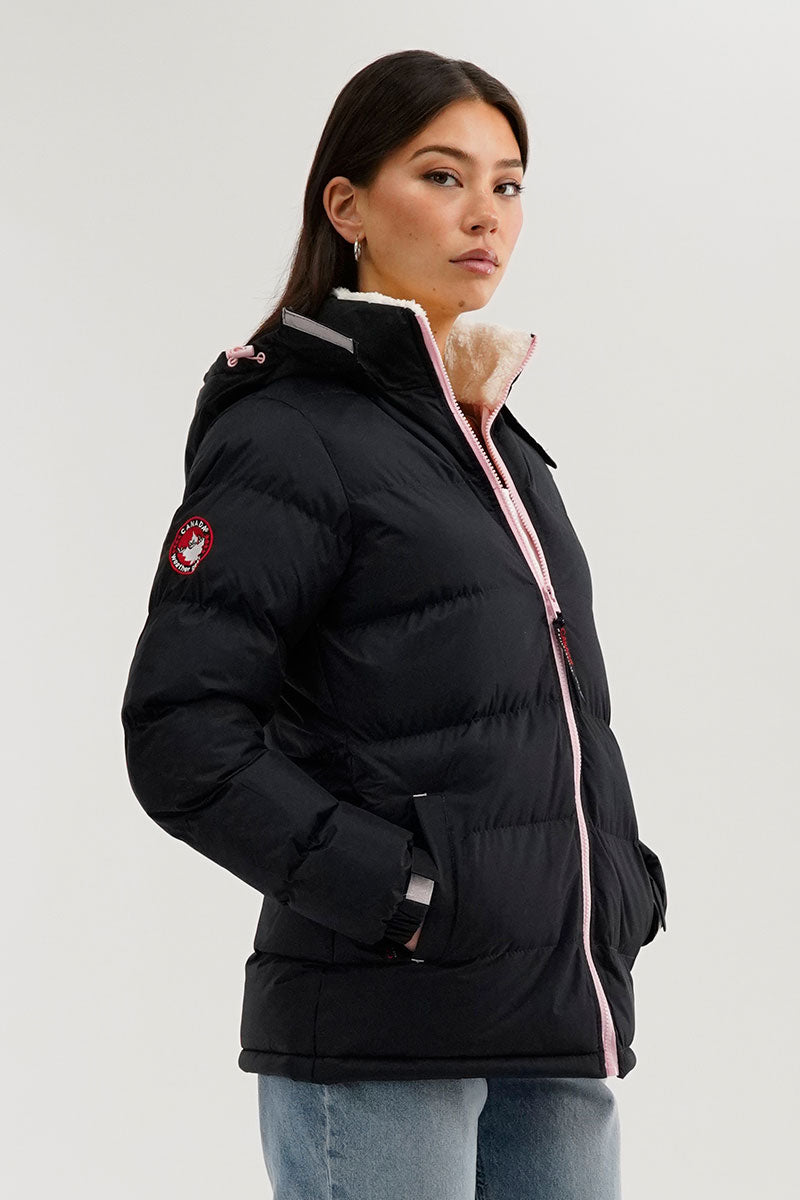 Canada Weather Gear Sherpa Lined Collar Bomber Jacket - Navy - Womens Bomber Jackets - Canada Weather Gear