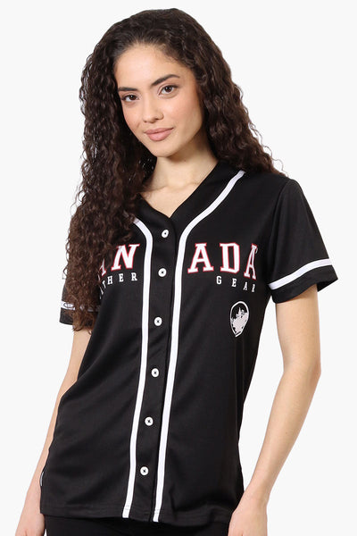 Canada Weather Gear Chest Logo Baseball Tee - Black - Womens Tees & Tank Tops - Canada Weather Gear