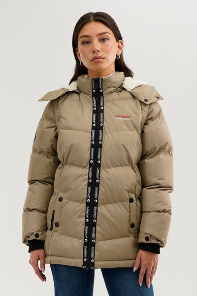 Canada Weather Gear Zip Off Sleeve Parka Jacket - Beige - Womens Parka Jackets - Canada Weather Gear