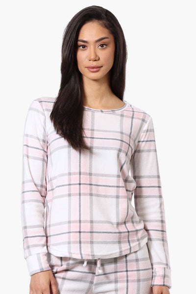 Canada Weather Gear Plaid Crewneck Pajama Top - White - Womens Pajamas - Fairweather