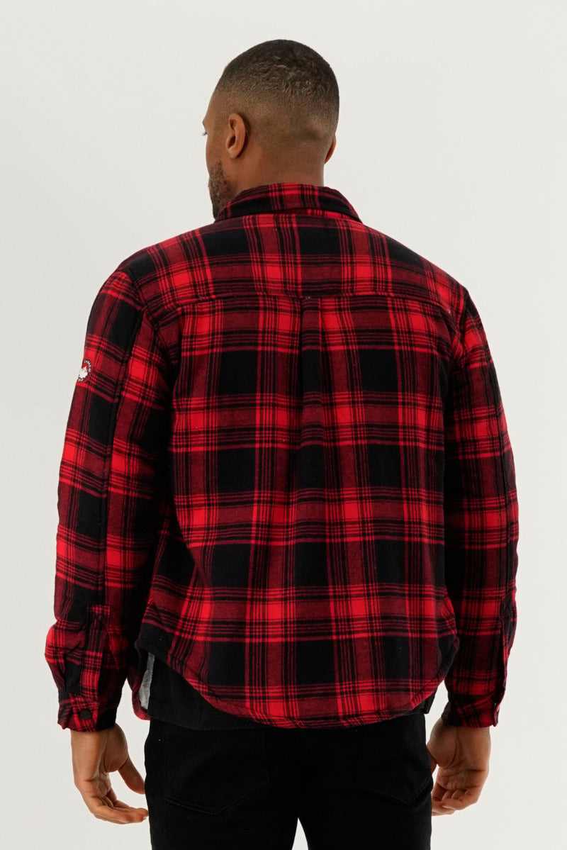 Canada Weather Gear Plaid Plush Lined Lightweight Jacket - Red - Mens Lightweight Jackets - Canada Weather Gear