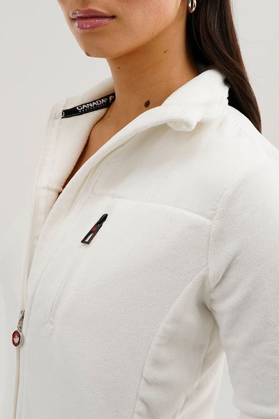 Canada Weather Gear Fleece Zip Up Lightweight Jacket - White - Womens Lightweight Jackets - Canada Weather Gear
