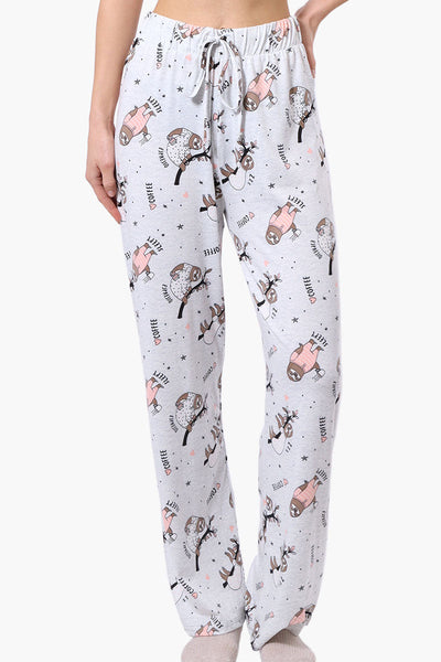 Canada Weather Gear Sloth Pattern Wide Leg Pajama Pants - Grey - Womens Pajamas - Canada Weather Gear