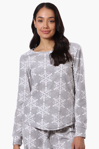 Canada Weather Gear Snowflake Pattern Pajama Top - Grey - Womens Pajamas - Canada Weather Gear