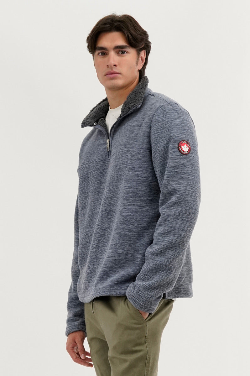Canada Weather Gear Sherpa Lined 1/4 Zip Pullover Sweater - Navy - Mens Pullover Sweaters - Canada Weather Gear