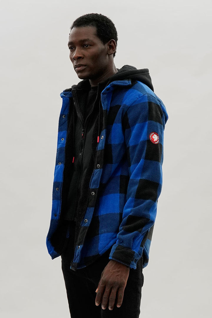 Plaid Sherpa Lined Lightweight Jacket - Blue
