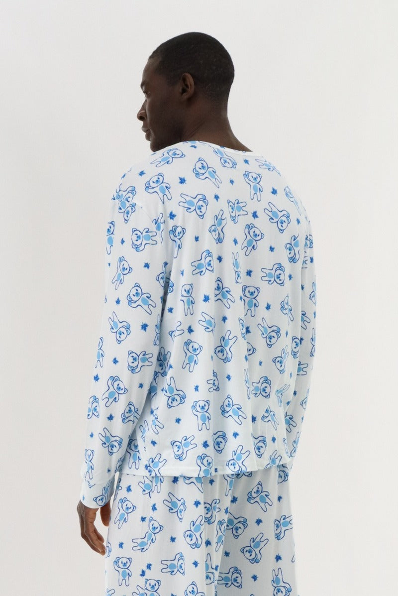 Canada Weather Gear Long Sleeve Teddy Bear Pajama Top - White - Mens Pajamas - Canada Weather Gear