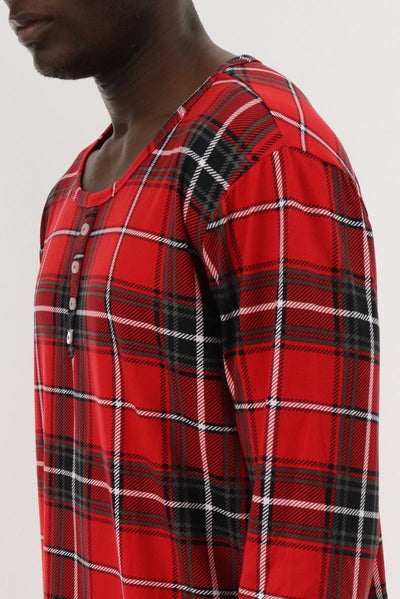 Canada Weather Gear Long Sleeve Printed Pajama Top - Red - Mens Pajamas - Canada Weather Gear