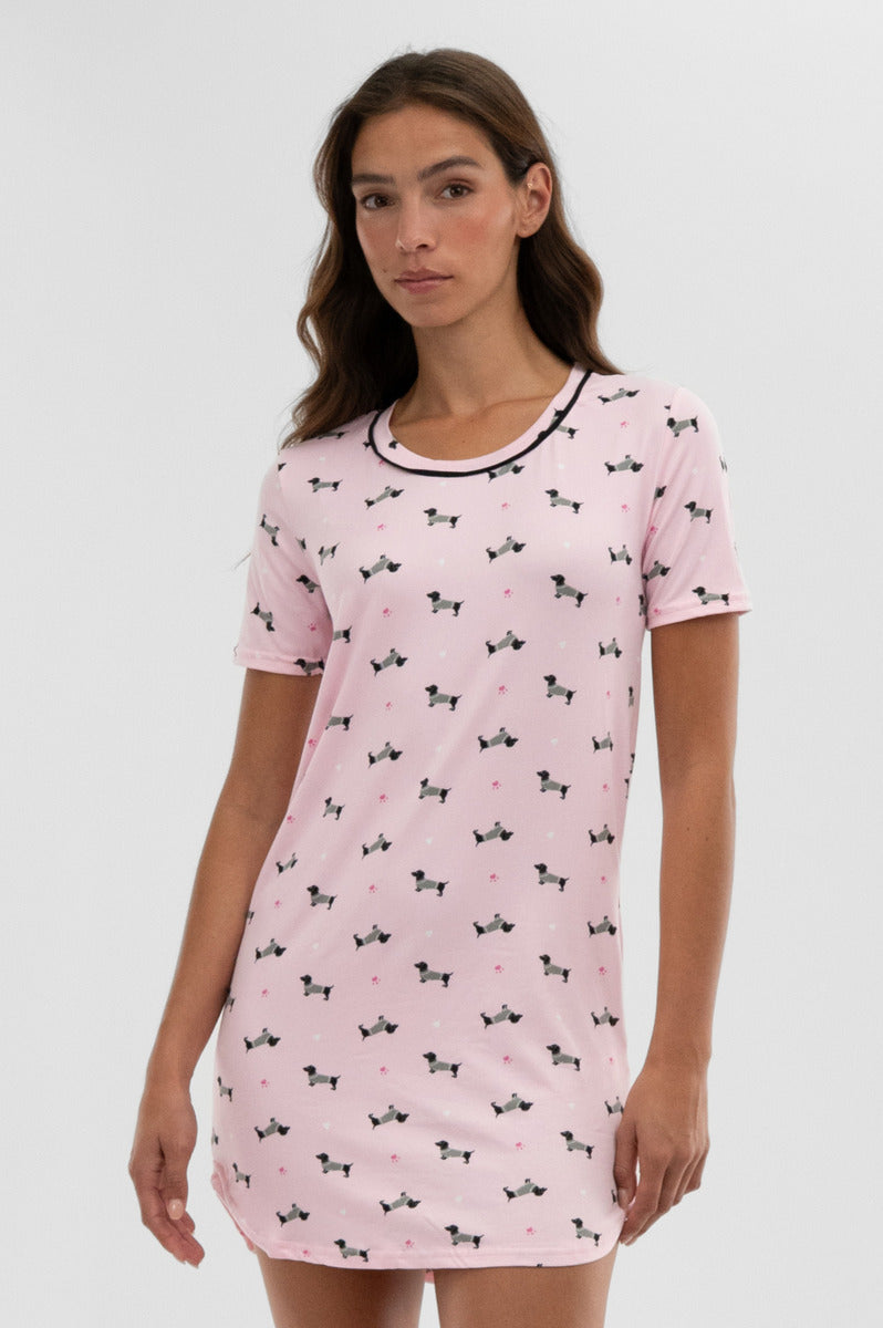 Canada Weather Gear Dog Print Tunic Pajama Top - Pink - Womens Pajamas - Canada Weather Gear