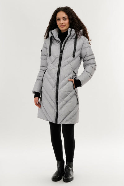 Canada Weather Gear Chevron Quilted Long Parka Jacket - Grey - Womens Parka Jackets - Canada Weather Gear