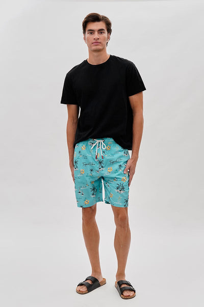 Canada Weather Gear Palm Tree Print Swim Shorts - Aqua - Mens Shorts & Capris - Canada Weather Gear