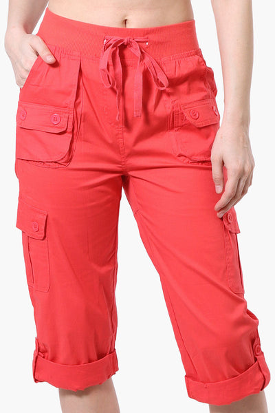 Canada Weather Gear Tie Waist Cargo Capris - Coral - Womens Shorts & Capris - Canada Weather Gear