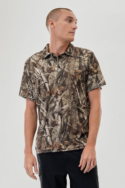 Canada Work Gear Camo Print Collared Polo Shirt - Beige - Mens Polo Shirts - Canada Weather Gear