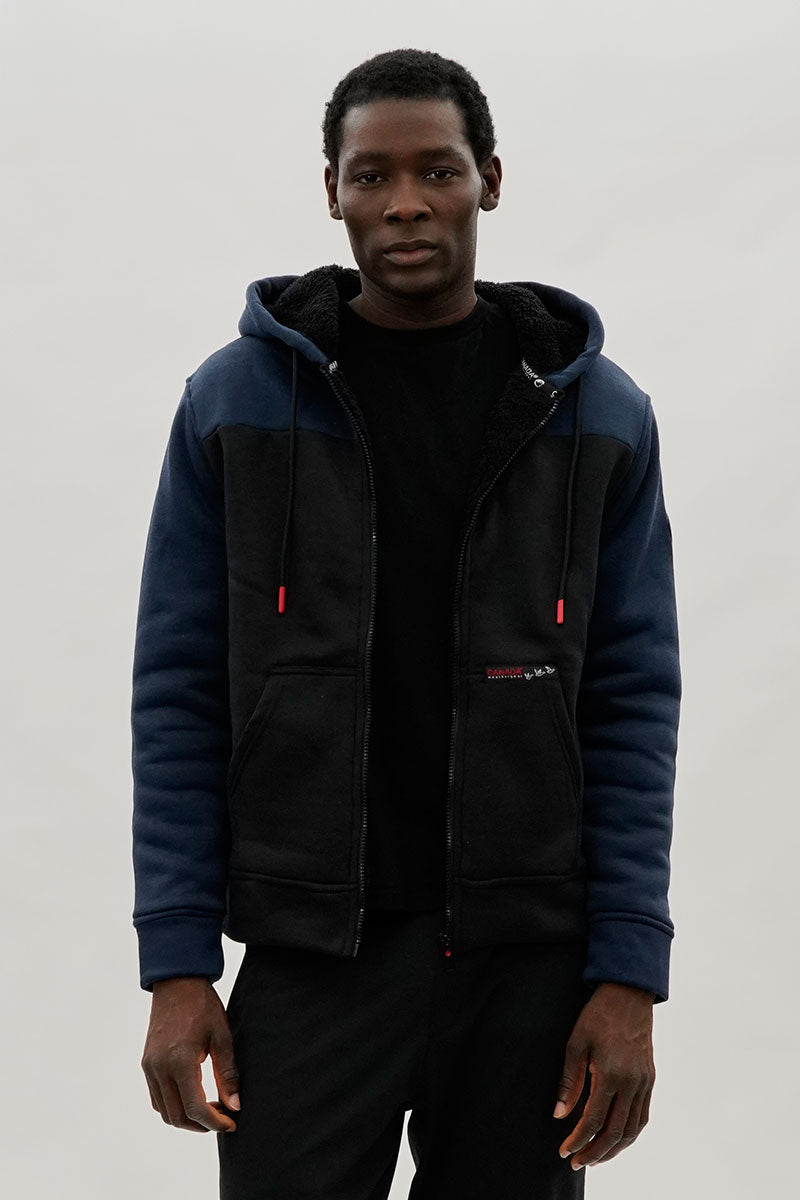 Canada Weather Gear Colour Block Sherpa Lined Lightweight Jacket - Navy