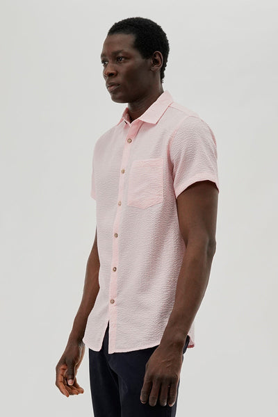 Canada Weather Gear Vintage Textured Button Up Casual Shirt - Pink - Mens Casual Shirts - International Clothiers