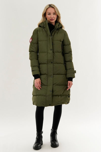 Canada Weather Gear Quilted Maxi Parka Jacket - Olive - Womens Parka Jackets - Canada Weather Gear