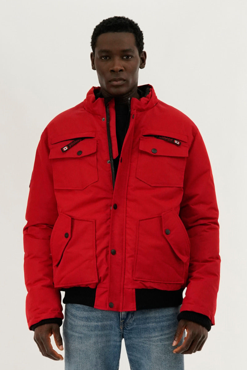Canada Weather Gear Puffer Bomber Jacket - Red - Mens Bomber Jackets - Canada Weather Gear
