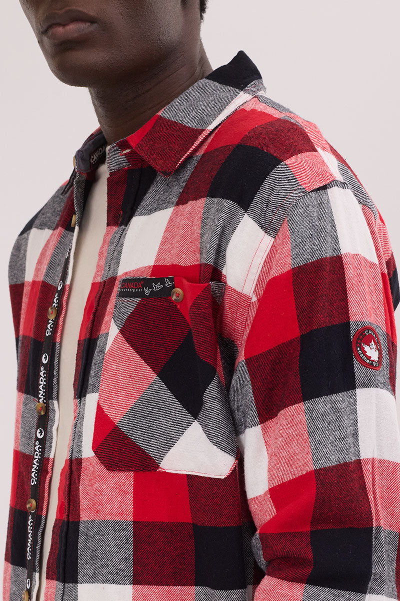Canada Weather Gear Plaid Button Up Casual Shirt - Red