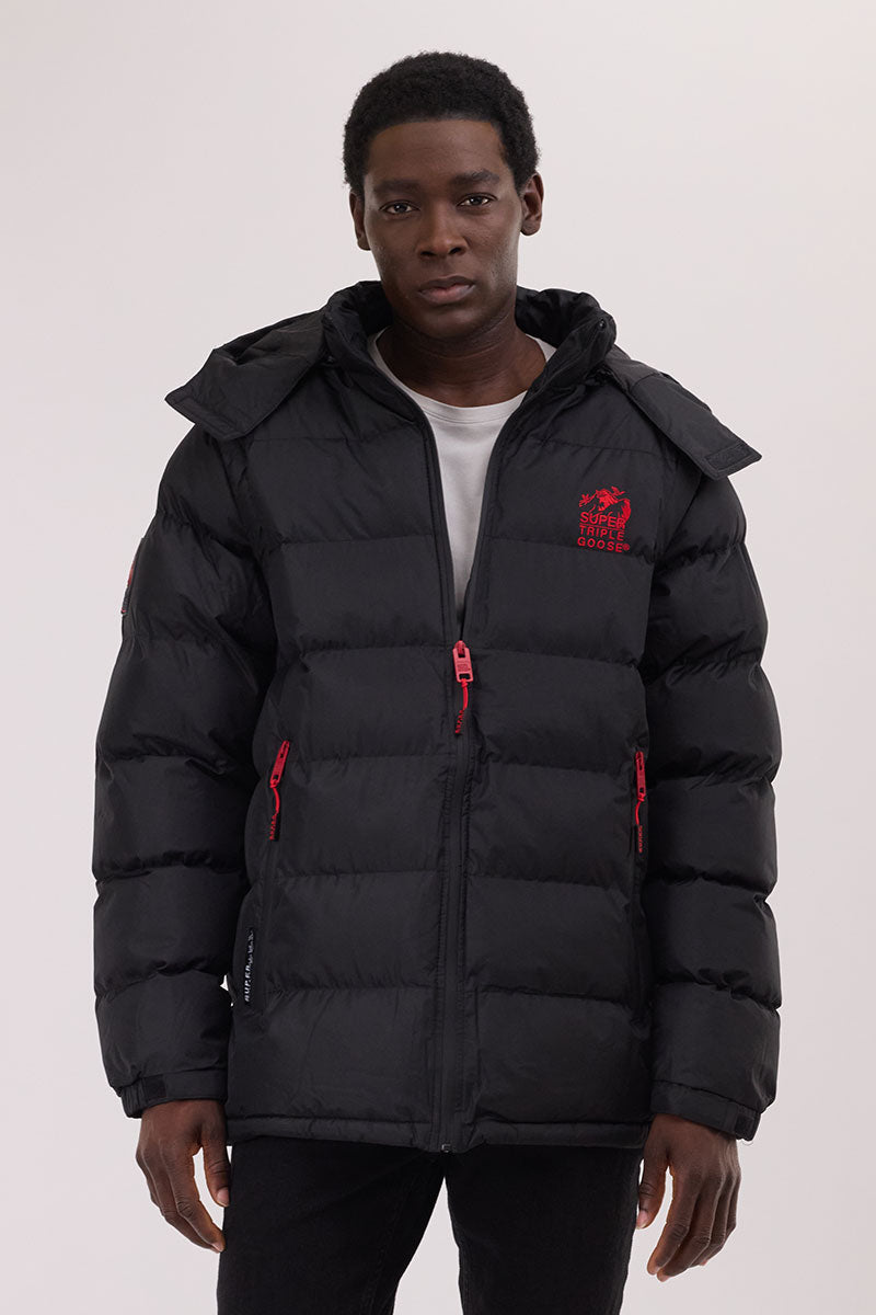 Super Triple Goose Zip Off Sleeve Bomber Jacket - Black
