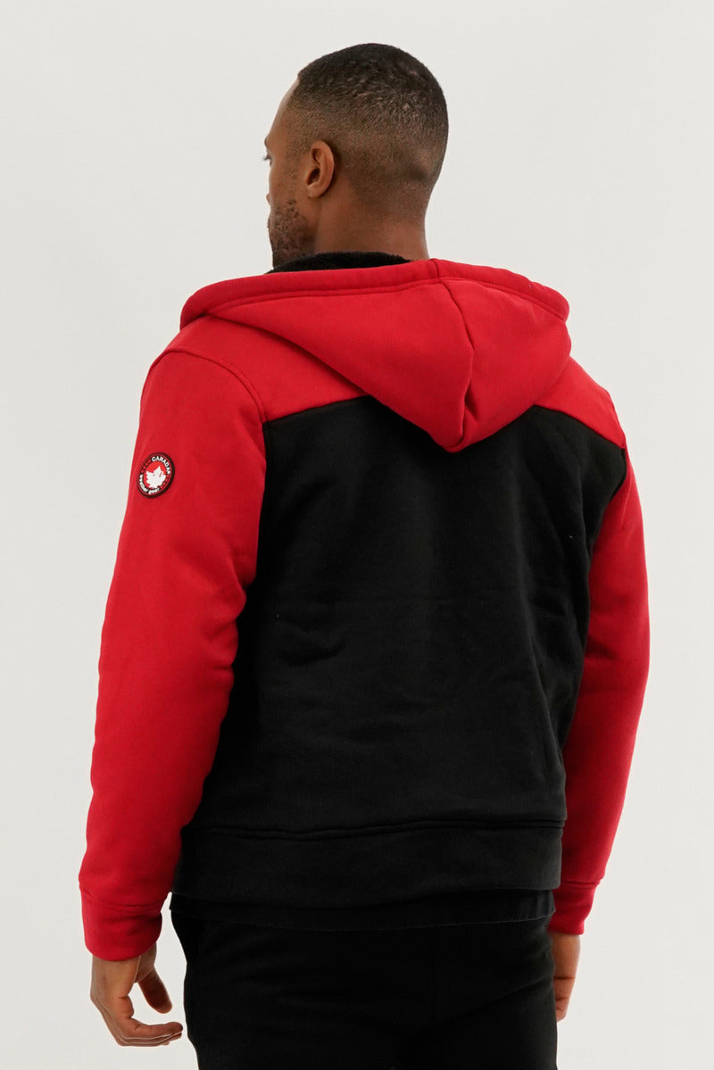 Canada Weather Gear Colour Block Sherpa Lined Lightweight Jacket - Red - Mens Lightweight Jackets - Canada Weather Gear