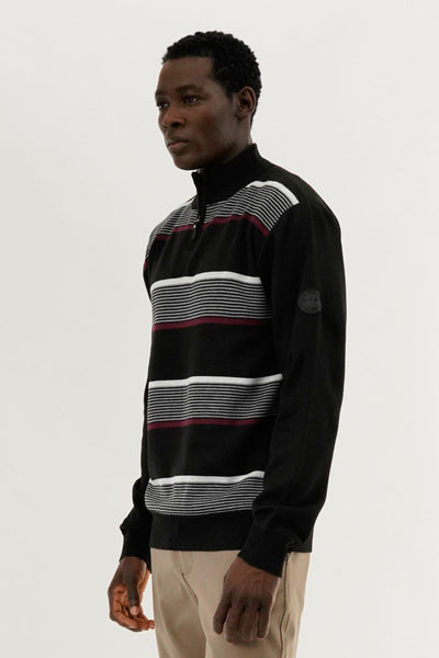 Canada Weather Gear Striped 1/4 Zip Pullover Sweater - Burgundy - Mens Pullover Sweaters - Canada Weather Gear