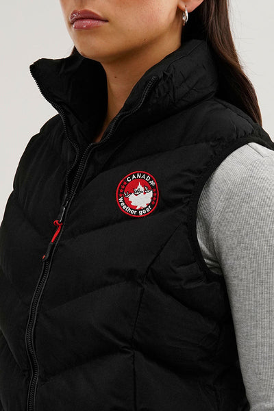 Canada Weather Gear Chevron Bubble Vest - Black - Womens Vests - Canada Weather Gear