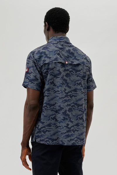 Canada Weather Gear Digi Camo Print Button Up Casual Shirt - Navy - Mens Casual Shirts - International Clothiers