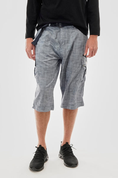 Essentials Super Triple Goose Belted Striped Cargo Shorts - Navy - Mens Shorts & Capris - Canada Weather Gear