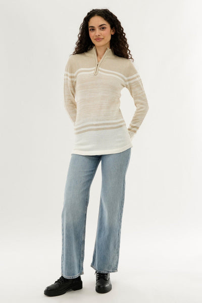 Canada Weather Gear Half Zip Pullover Sweater - Beige - Womens Pullover Sweaters - Canada Weather Gear