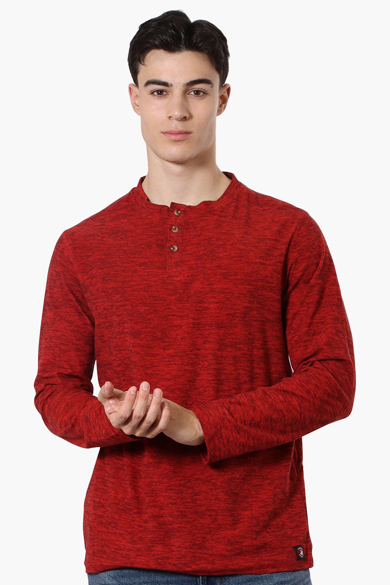 Canada Weather Gear Basic Henley Long Sleeve Top - Red - Mens Long Sleeve Tops - Canada Weather Gear