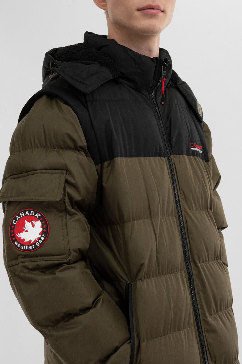 Canada Weather Gear Removable Sleeve Bomber Jacket - Olive