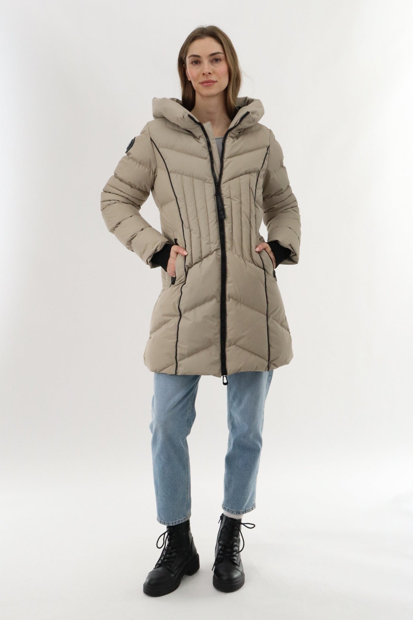 Canada Weather Gear Quilted Hooded Parka Jacket - Beige - Womens Parka Jackets - Canada Weather Gear