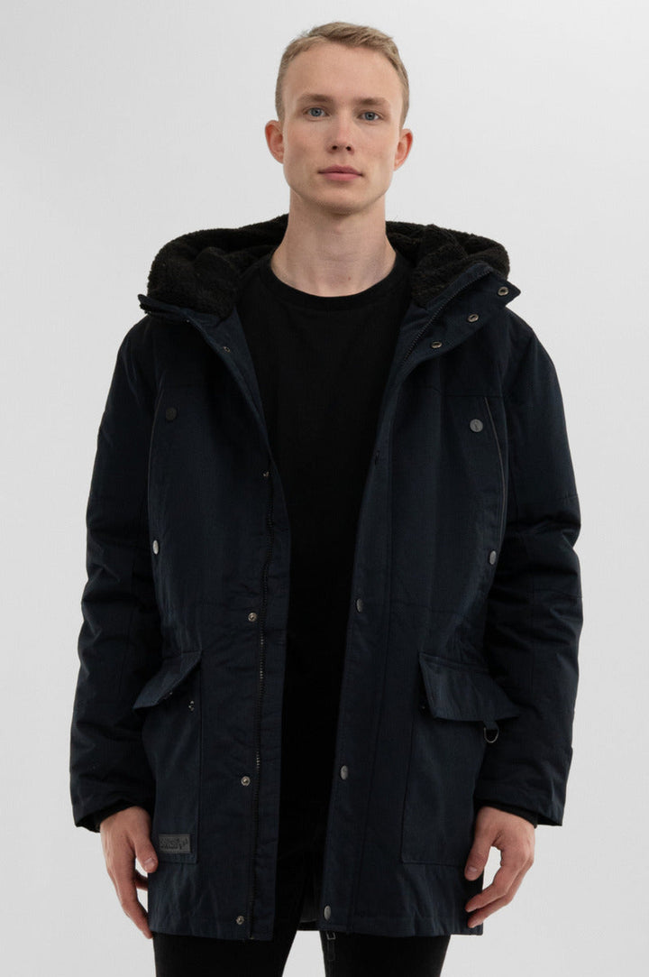 Canada Weather Gear Sherpa Lined Hood Parka Jacket - Navy