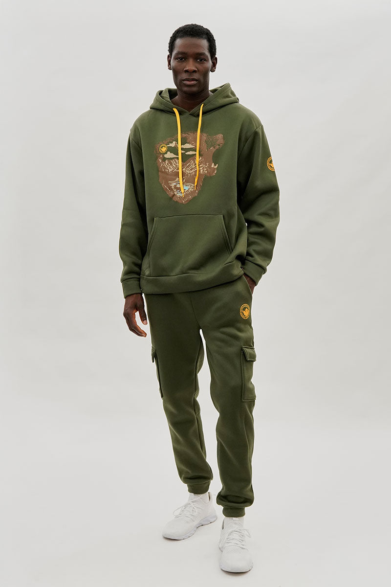 Canada Weather Gear Bear Print Hoodie - Olive