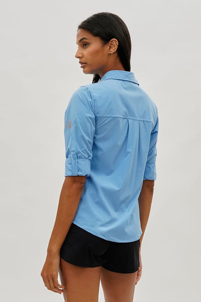Canada Weather Gear Button Up Utility Shirt - Blue - Womens Shirts & Blouses - Canada Weather Gear